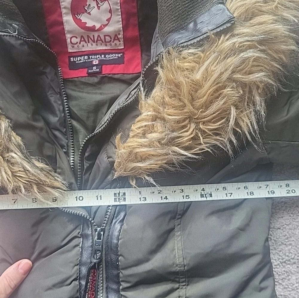 Canada WeatherGear Super Triple Goose Puffer Jacket Women S Green Coat Parka Fur - Picture 14 of 17